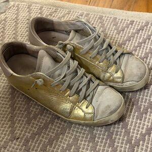 Golden Goose Gold and Gray Sneakers
